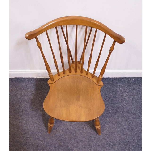 Brown Pennsylvania House Solid Hard Rock Maple Colonial Early American Fiddleback Duxbury Windsor Dining Side Chair For Sale - Image 8 of 12