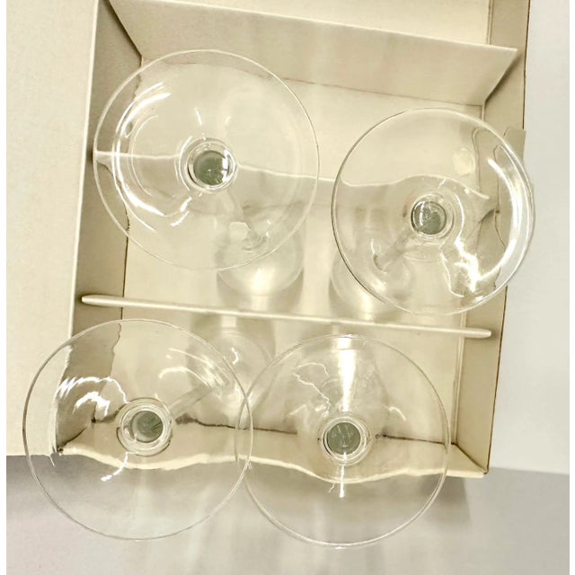 White Vintage Tall Stem Set 8 Glasses Glass Crystal Liquor Cordial Port Lot Box NoS Hungary Toscany For Sale - Image 8 of 11