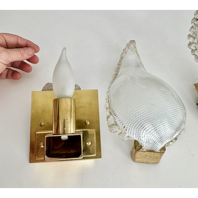 Pair of Murano Latticino Leaf Form Wall Sconces For Sale - Image 15 of 17