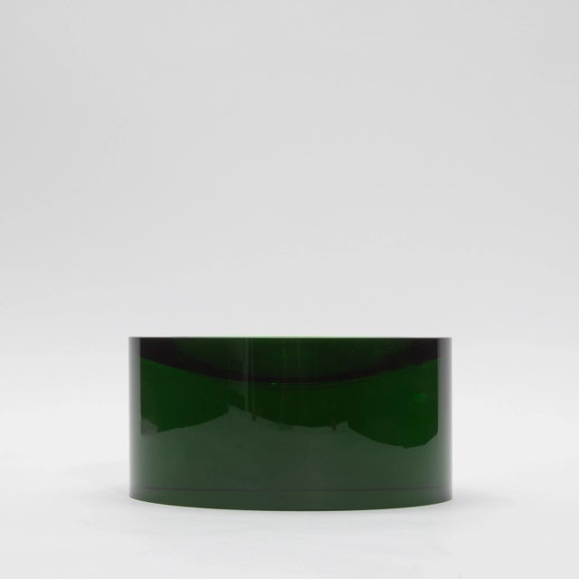 Crystal Green Convex Bowl by Ka Glass For Sale - Image 4 of 6