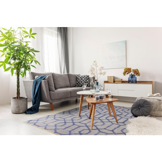 Classic Lush Blue Hand Knotted Wool & Viscose Rug, Country of Origin: India. This exceptional piece blends traditional...