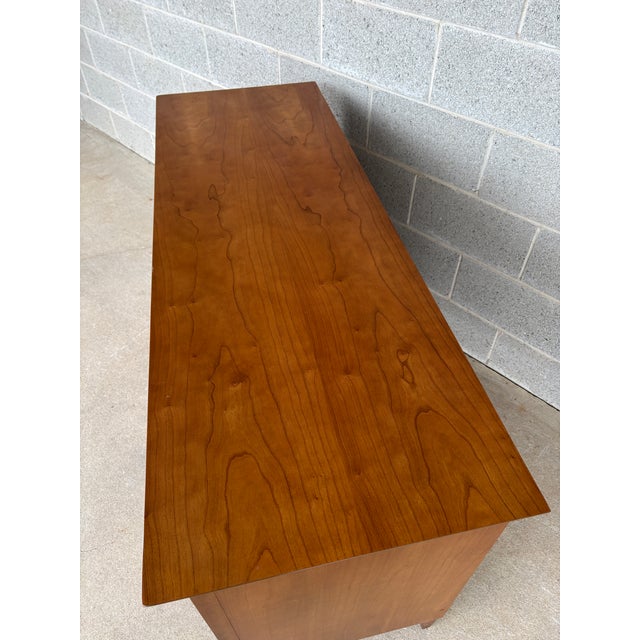 The Basic Witz Company Cherry Mid Century Double 54" Dresser & Mirror For Sale - Image 9 of 11