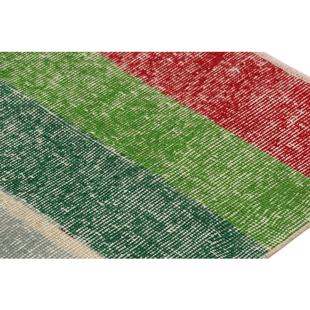 Vintage Zeki Müren Runner in Polychromatic Geometric Stripes, From Rug & Kilim For Sale In New York - Image 6 of 8