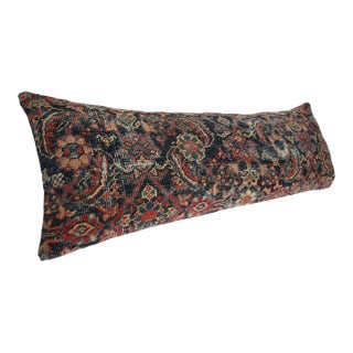 Antique Navy Blue Authentic Tribal Handmade Lumbar Rug Pillow Cushion Cover -16'' X 43'' For Sale