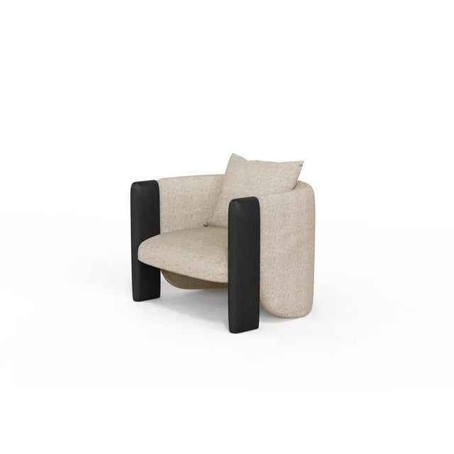 Not Yet Made - Made To Order Modern Sunset Armchair in Cream Fabric and Black Stained Ash by Javier Gomez For Sale - Image 5 of 5