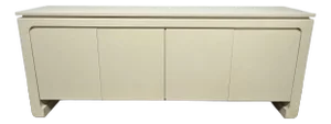 C. 1980s Postmodern Asian Style Grass Cloth Credenza, Springer Style