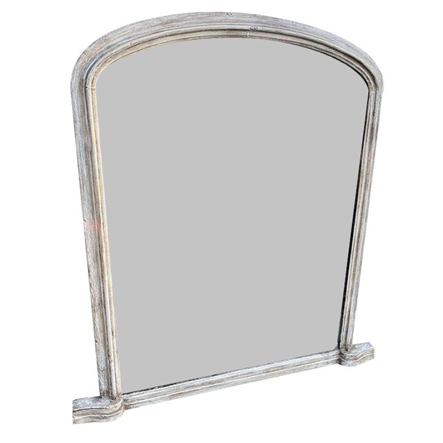 Large Antique English Arched Overmantle Mirror For Sale