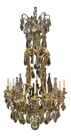 Late 19th Century Caldwell Gilt Bronze and Crystal Chandelier