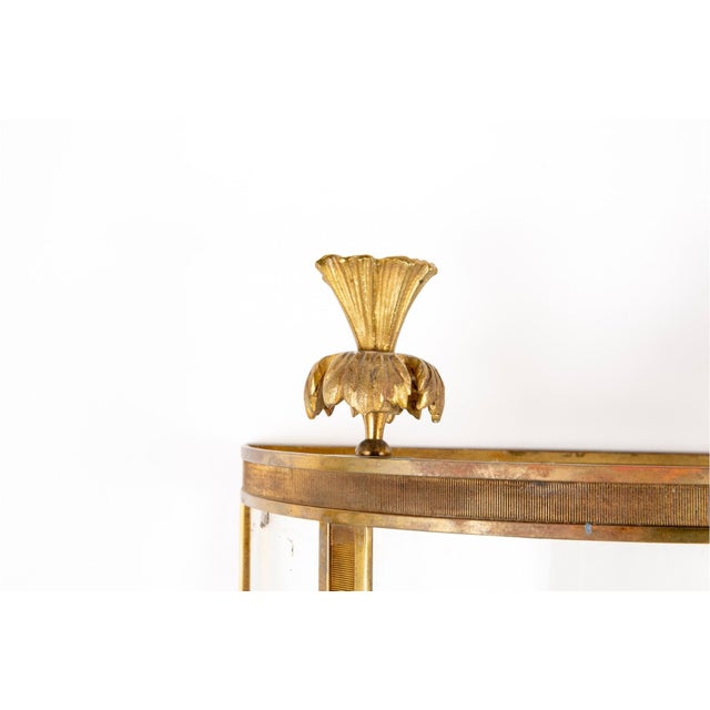 Neoclassical Vintage Glass and Brass Three Light Wall Sconce For Sale - Image 3 of 9