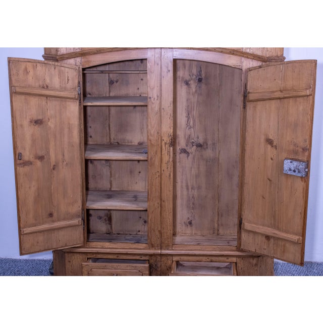 Baroque Two Door Pine Wardrobe with Original Lock & Key, 1820 For Sale - Image 3 of 14