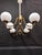 Brass and Opaline Glass Chandelier, 1960s For Sale - Image 9 of 17