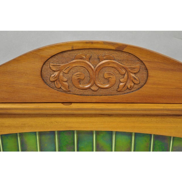 Antique English Arts & Crafts Birch Wood Green Tile Backsplash Washstand Server For Sale In Philadelphia - Image 6 of 18