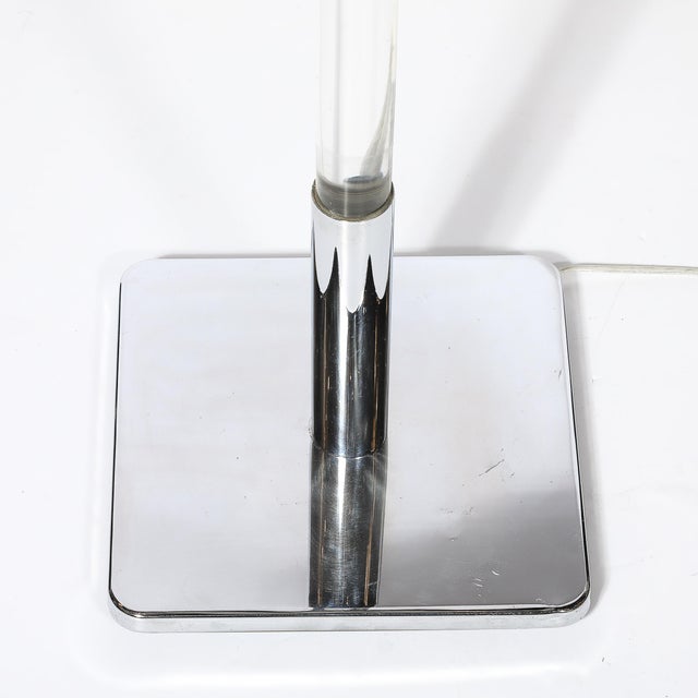 1970s Mid-Century Modernist Floor Lamp in Lucite & Polished Nickel Attributed to Hansen For Sale - Image 5 of 18
