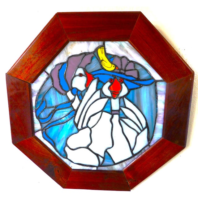 Figurative Vintage Mid Century Mother Goose Nursery Rhyme Figural Stained Glass Window Panel For Sale - Image 3 of 8