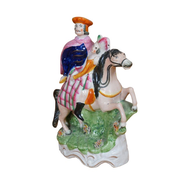 Figurative Antique Staffordshire Saint George & Princess Horseback Figurine For Sale - Image 3 of 12