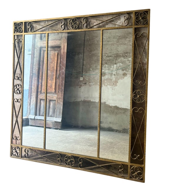 Mid-Century Modern Large Handcrafted Mirror, 1950s-1960s For Sale - Image 3 of 4