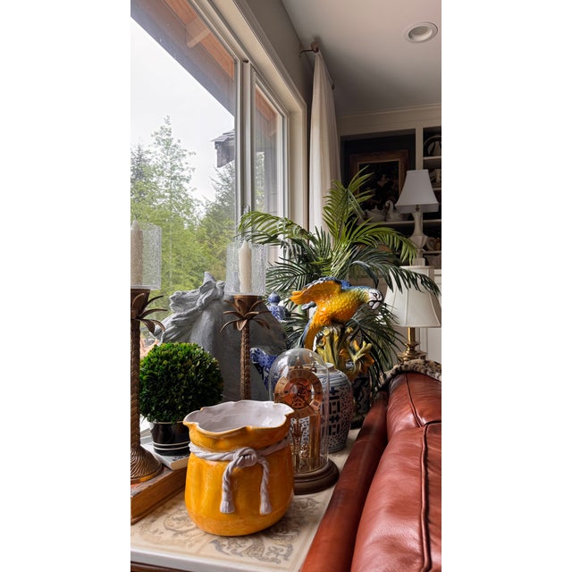 Made in Italy Trompe L’Oleil Yellow Cache Pot For Sale - Image 11 of 12