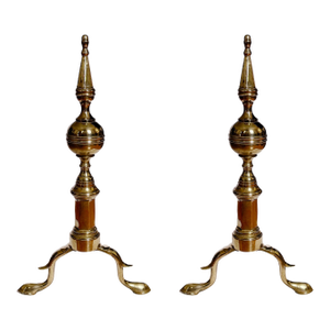 Andirons American Brass Steeple Top - A Pair