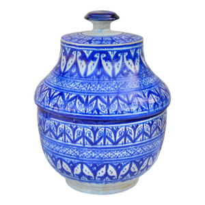 Early 20th Century Handcrafted Blue Moorish-Patterned Ceramic Art Vase
