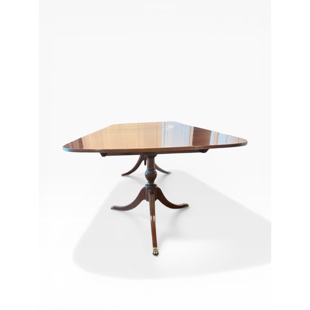 Wood 1954 Charak Mahogany Double Pedestal Dining Table With Two Leaves For Sale - Image 7 of 17