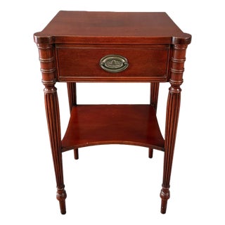 Vintage One-Drawer Fluted Leg Nightstand For Sale