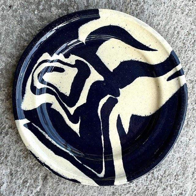 Add a touch of artistic charm to your home with this Vintage Boho Hand Painted Studio Pottery Plate. Featuring intricate...