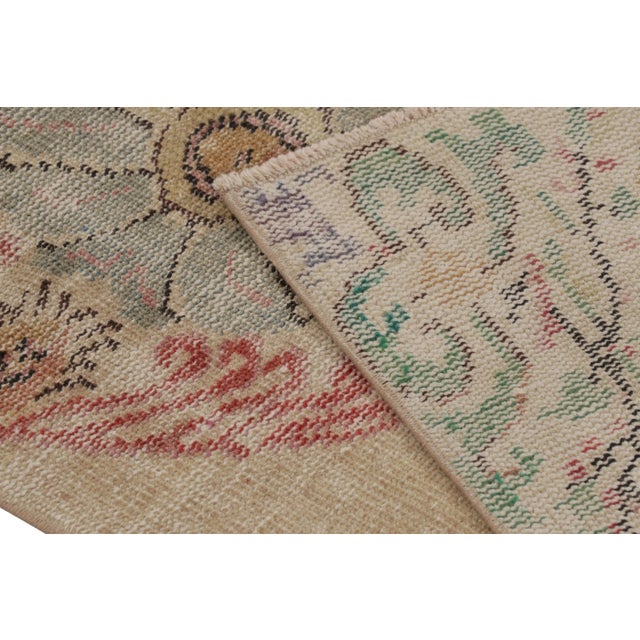 Beige Vintage Distressed Runner Rug, Beige and Pink Medallion Pattern - Rug & Kilim For Sale - Image 8 of 8