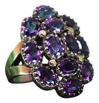 Gold and Silver Ring withAmethysts