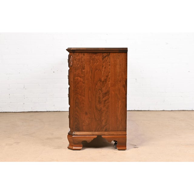 Ethan Allen Georgian Solid Cherry Wood Long Dresser, Newly Refinished For Sale - Image 9 of 13