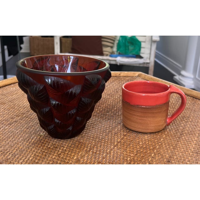 Lalique Rare Rene Lalique Moissac Red Amber Vase For Sale - Image 4 of 4