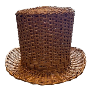 Mid-Century Woven Wicker Top Hat Novelty Basket - Made in Yugoslavia
