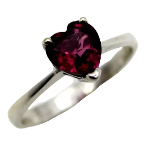 1990s 18k White Gold Heart Shaped Garnet Ring, Size 7.5