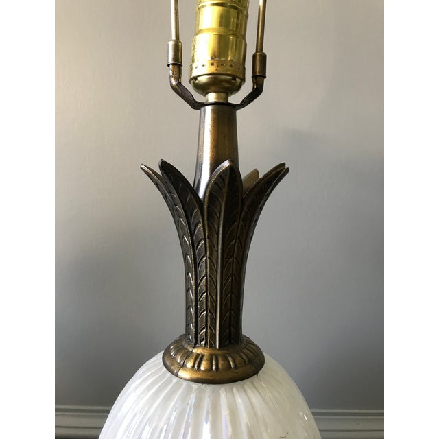 Vintage Pineapple Milk Glass and Bronze Table Lamps a Pair Chairish