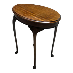 Antique Baker Furniture Solid Mahogany Queen Anne Oval Side Table - Circa 1910