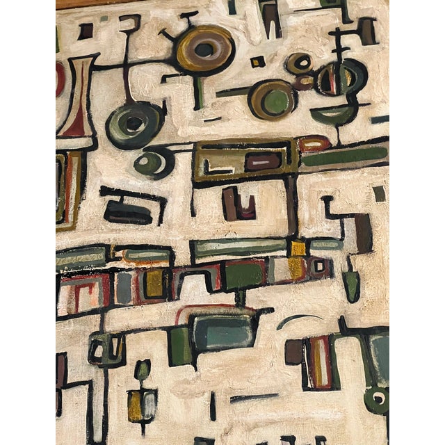 This painting features a unique abstract tribal design with a creamy brown color palette, creating a warm and inviting...