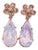 Bochic “Orient” Rose Rodorite & Pink Quartz Earrings Set In18K Gold & Silver For Sale