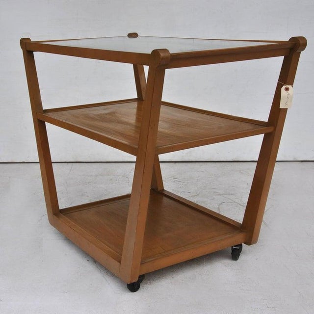 Wood Edward Wormley for Drexel Precedent Rolling Bar Cart For Sale - Image 7 of 10
