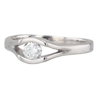 0.28ct Diamond Solitaire Engagement Ring 14k White Gold Size 6 For Sale