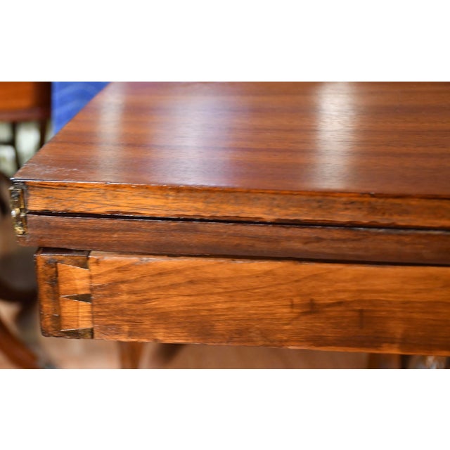 1850 Antique English Federal Mahogany Flip-Top Pair Game Tables / Console Tables For Sale - Image 15 of 18