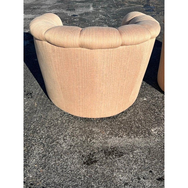 Pair of Scalloped Swivel Chairs For Sale - Image 13 of 18