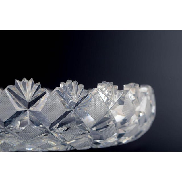 Faceted Compote in Clear Crystal Glass with Star-Patterned Rim, 1930s For Sale - Image 3 of 5