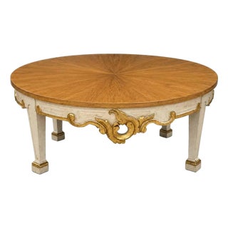 Baker Furniture Round Carved Coffee Table For Sale