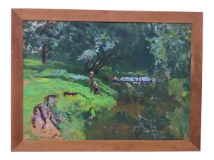 1990s Impressionist Oil Painting on Board by Piotr Ivanovich Kostinski