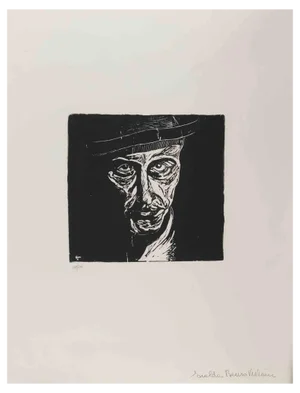 After Giuseppe Viviani, Self Portrait, Woodcut, 1960s