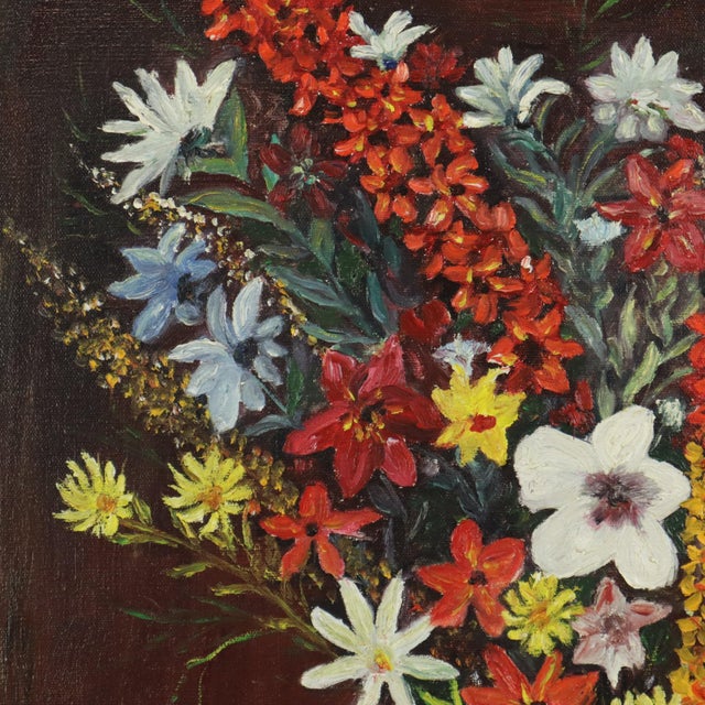 1970s R. Aerdbeyde, Flowers with Hat, 1970s, Painting on Canvas For Sale - Image 5 of 12