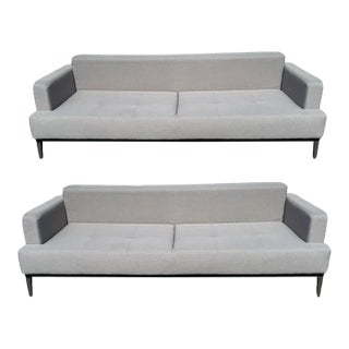 Pair of Modern Gray Sleeper Sofas – Chelsea by Ido (Clean Lines, Black Base) For Sale