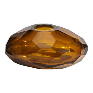 Hand Blown Murano Taper Wide Vase in Rust For Sale