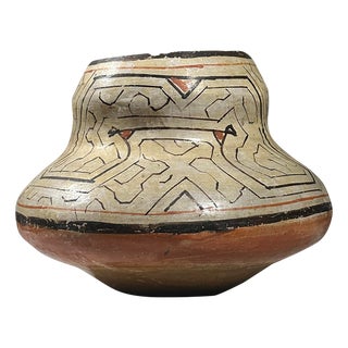 Antique Shipido Polychrome Geometric Folk Art Tribal Terracotta Pot For Sale