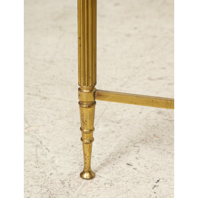 Rectangular Brass Coffee/Cocktail Table With Smoked Glass on Stretcher Base For Sale In New York - Image 6 of 11