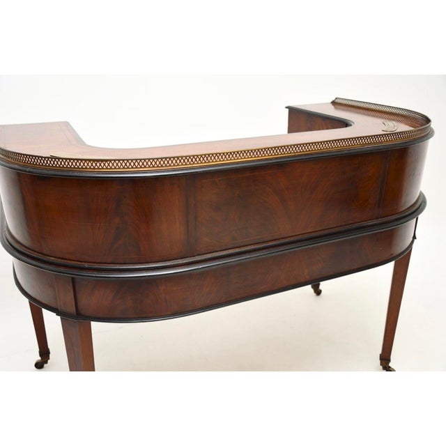 Carlton House Desk in Mahogany and Leather Top, 1890s For Sale - Image 14 of 15